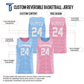 Blue-Pink Custom Reversible Basketball Jersey